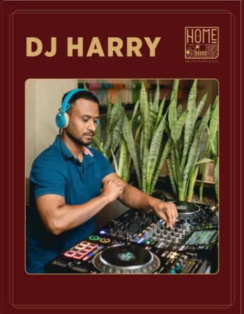 DJ Harry performing with high-energy beats in a vibrant late-night nightlife setting