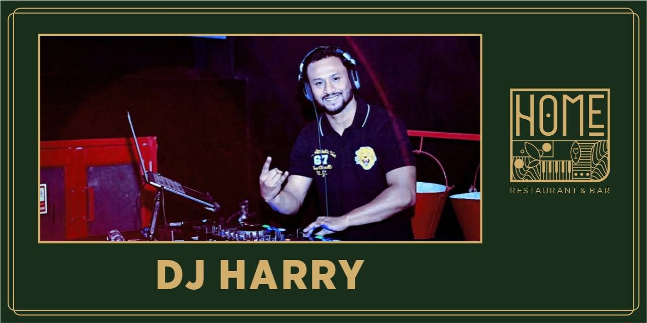DJ Harry performing with high-energy beats in a vibrant late-night nightlife setting